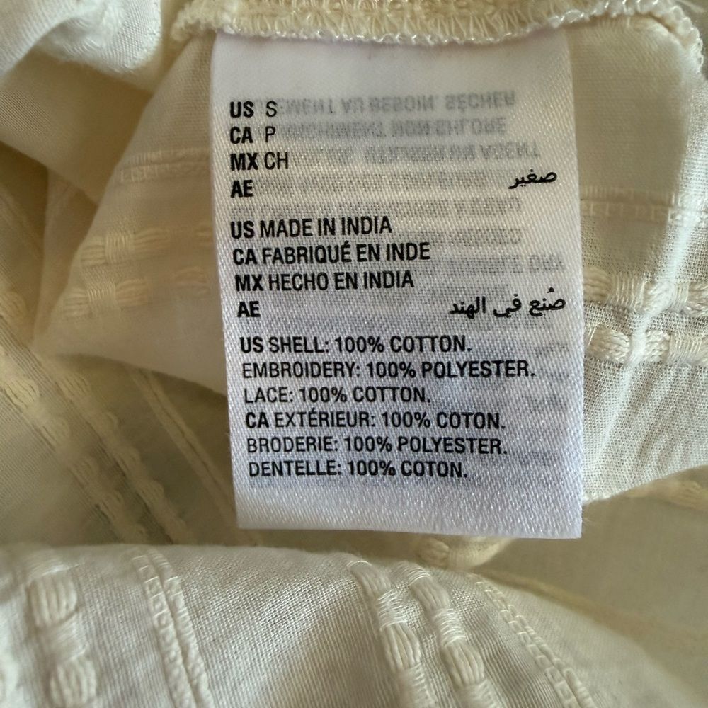 Style & Co Embroidered Button Front Blouse Cream Small NWT - Picture 7 of 7